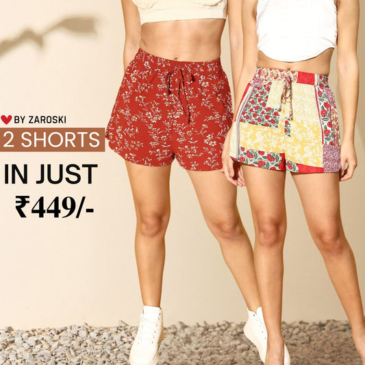 Gorgeous Regular Fit Cotton Shorts for Women | Pack Of 2 | C-029