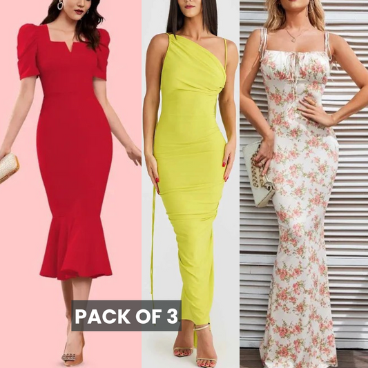 3-Pack Bodycon Dress Combo – Versatile Styles for Every Occasion | DC-09