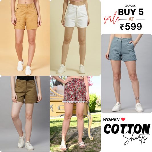 Pack of 5 Women’s Cotton Shorts for Everyday Wear | Ultimate Comfort Combo | CS-09