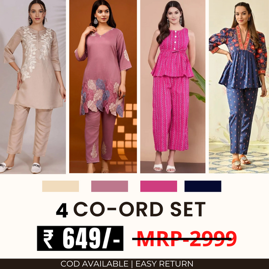 Stylish & Versatile 4 Co-ord Set Combo for Women | CO-49