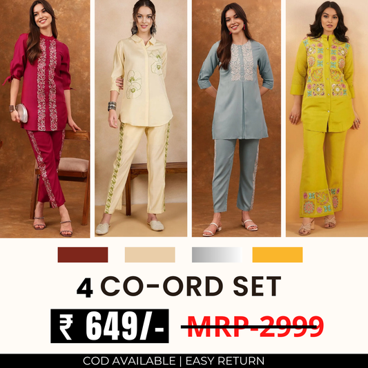 Stylish & Versatile 4 Co-ord Set Combo for Women | CO-42