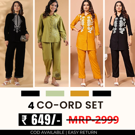 Stylish & Versatile 4 Co-ord Set Combo for Women | CO-43