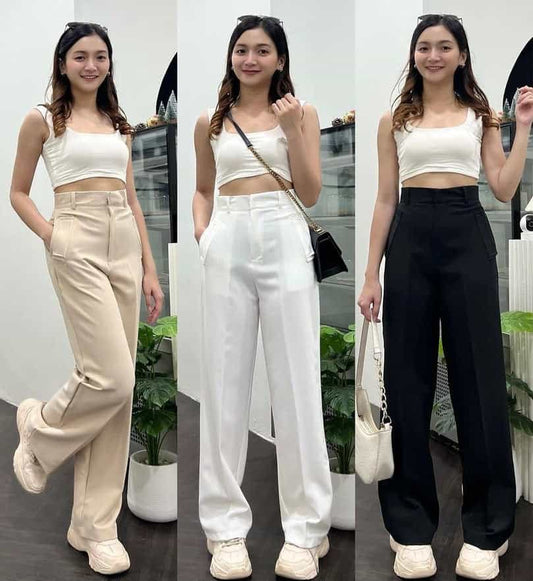 SALE LIVE !! 🔥🚀 (PACK - 3) Straight-leg pants with horizontal pockets made of ruby